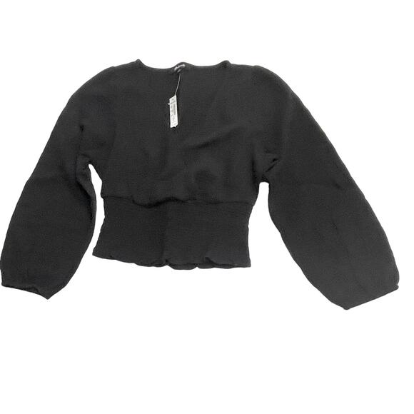 Madewell Lightspun Julianne Black Smocked-Waist Top Size Small NWT - Picture 6 of 13